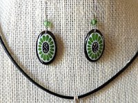Green Oval Earrings and Matching Necklace Pysanky Jewelry by So Jeo                  https://www.etsy.com/ca/listing/201774292